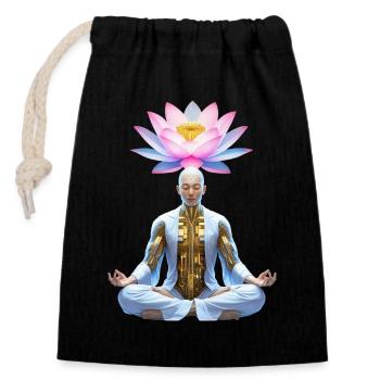 Cybermystical Lotus Meditation - Closable cotton gift bag (14x20cm) - black - Front