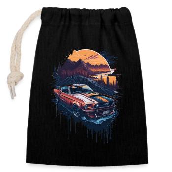 Voiture de sport classique - Sac cadeau en coton avec cordon (14 x 20 cm) - noir - Devant
