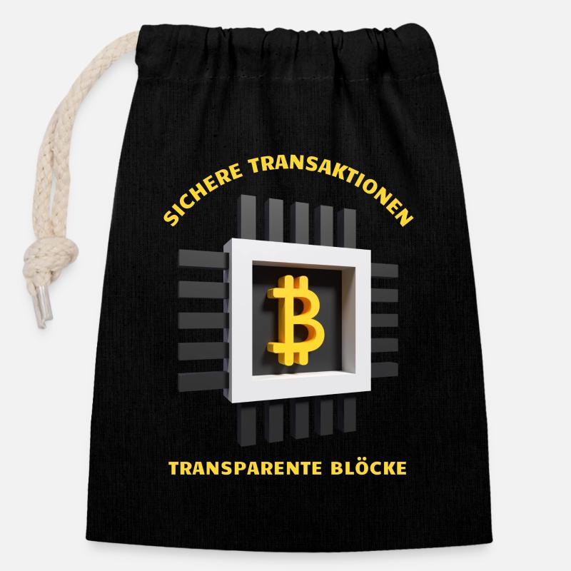 Bitcoin Krypto Geschenk Geschenkidee - Verschließbarer Geschenkbeutel aus Baumwolle (14x20cm) - Schwarz