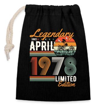 Legendary since April 1978 - Closable cotton gift bag (14x20cm) - black - Front