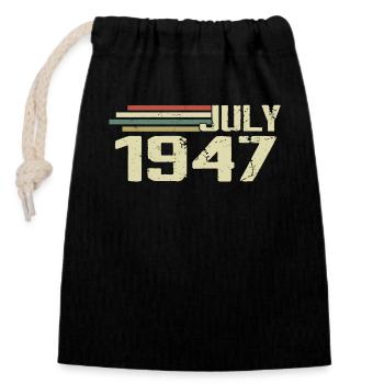 Geburtstag Juli 1947 Jahr 1947 Juli Jahrgang 1947 - Verschließbarer Geschenkbeutel aus Baumwolle (14x20cm) - Schwarz - Vorne