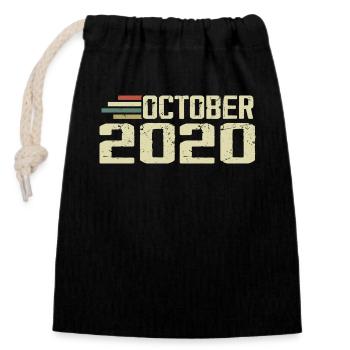 Octobre 2020 - Anniversaire en octobre 2020 - Sac cadeau en coton avec cordon (14 x 20 cm) - noir - Devant