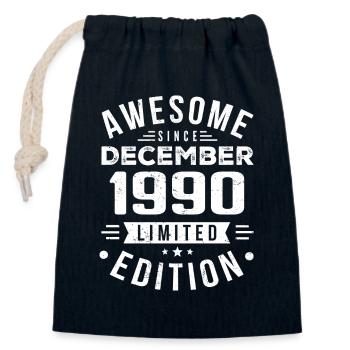 Birthday Gift born in December 1990 - Closable cotton gift bag (14x20cm) - navy - Front