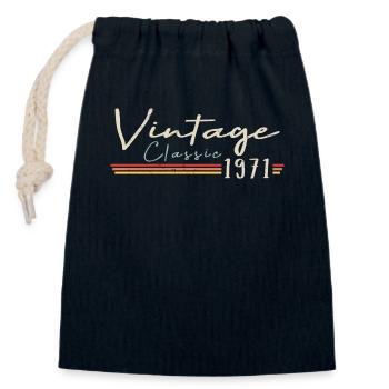 Vintage Original since 1971 Geburtstag Retro 1971 - Verschließbarer Geschenkbeutel aus Baumwolle (14x20cm) - Navy - Vorne