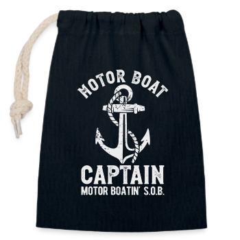 Motor Boat Captain Anchor Motor Boating - Closable cotton gift bag (14x20cm) - navy - Front