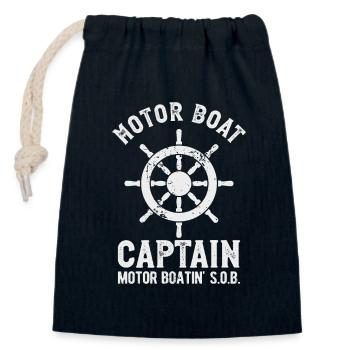 Motor Boat Captain Wheel Motor Boating - Closable cotton gift bag (14x20cm) - navy - Front