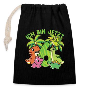 6. Geburtstag Kindergeburtstag Ich Bin Jetzt 6 - Verschließbarer Geschenkbeutel aus Baumwolle (14x20cm) - Schwarz - Vorne