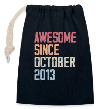 Bogosse geboren im Oktober 2013 - Fête d'anniversair - Verschließbarer Geschenkbeutel aus Baumwolle (14x20cm) - Navy - Vorne