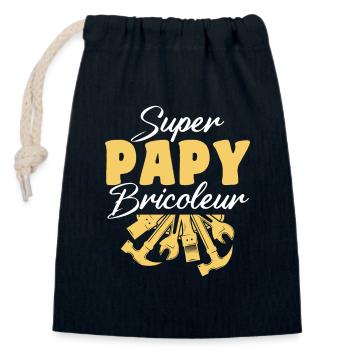 super papy bricoleur cadeau grand-père - Sac cadeau en coton avec cordon (14 x 20 cm) - bleu marine - Devant