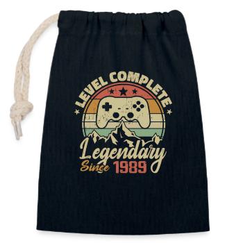 1989 Komplettes Level-Geburtstagsgeschenk - 1989 - Verschließbarer Geschenkbeutel aus Baumwolle (14x20cm) - Navy - Vorne