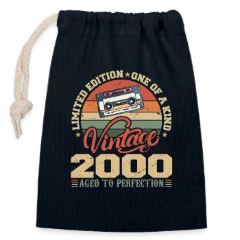 Vintage 2000 Retro 2000 Birthday Gift - Closable cotton gift bag (14x20cm) - navy - Front