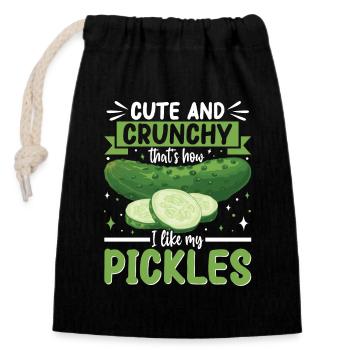 Cute and crunchy cucumber gift - Closable cotton gift bag (14x20cm) - black - Front