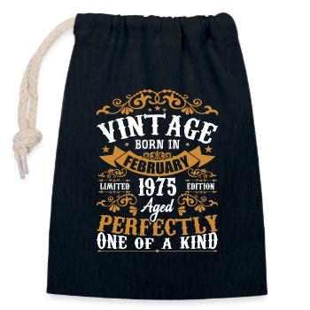 February 1975 Vintage 49th Birthday Gift - Closable cotton gift bag (14x20cm) - navy - Front