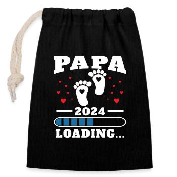 Papa 2024 Drôle Cadeau Fête Des Pères Enceinte - Sac cadeau en coton avec cordon (14 x 20 cm) - noir - Devant