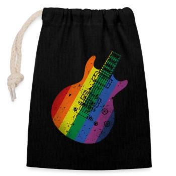 Pride Flag Gitarre - Verschließbarer Geschenkbeutel aus Baumwolle (14x20cm) - Schwarz - Vorne
