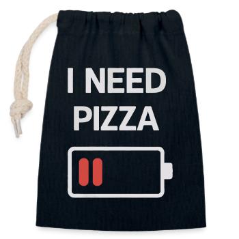 Pizza Italie Restauration rapide - Sac cadeau en coton avec cordon (14 x 20 cm) - bleu marine - Devant