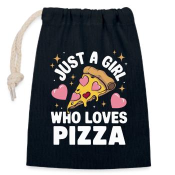 Pizza Italie Restauration rapide - Sac cadeau en coton avec cordon (14 x 20 cm) - bleu marine - Devant