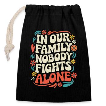 Sensibilisation au cancer Cancer Cancer du sein - Sac cadeau en coton avec cordon (14 x 20 cm) - noir - Devant