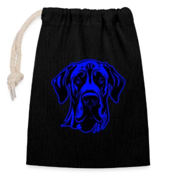 Great Dane Dog Animal Portrait - Closable cotton gift bag (14x20cm) - black - Front