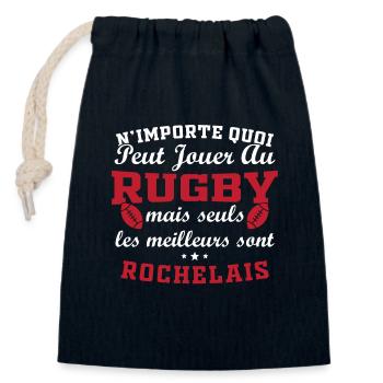 Rugby La Rochelle supporter rochelais club rugby - Sac cadeau en coton avec cordon (14 x 20 cm) - bleu marine - Devant