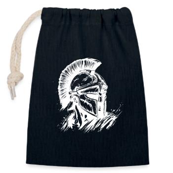 Spartan Helmet Icon - Closable cotton gift bag (14x20cm) - navy - Front