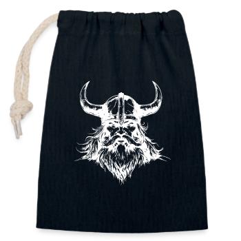 Viking Head - Closable cotton gift bag (14x20cm) - navy - Front