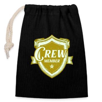 Crew Member - Closable cotton gift bag (14x20cm) - black - Front