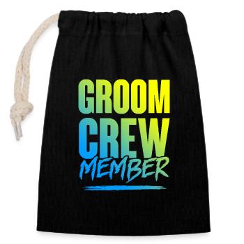 Groom Crew - Verschließbarer Geschenkbeutel aus Baumwolle (14x20cm) - Schwarz - Vorne