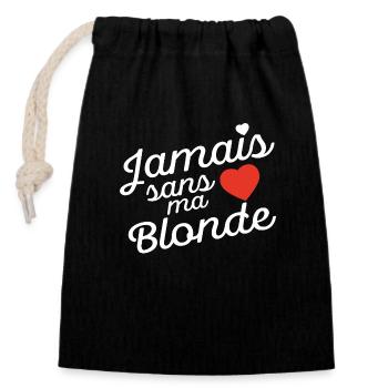 Never without my blonde Valentine's Day - Closable cotton gift bag (14x20cm) - black - Front