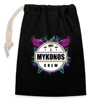 Mykonos Crew Tropical - Sac cadeau en coton avec cordon (14 x 20 cm) - noir - Devant