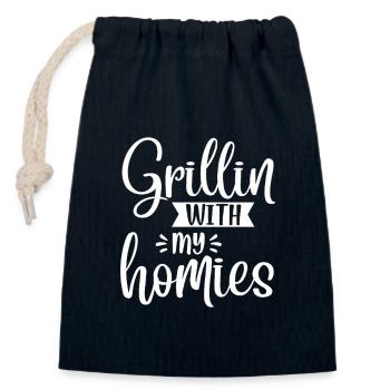 Grillin with my homies- funny barbecue gifts - Closable cotton gift bag (14x20cm) - navy - Front