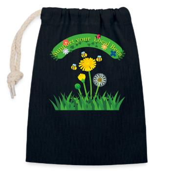 Support your Local Bees - Closable cotton gift bag (14x20cm) - navy - Front