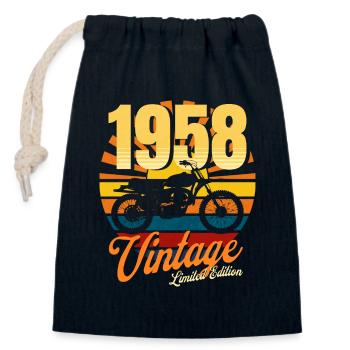 Motorcycle born in 1958 birthday 65 years biker - Closable cotton gift bag (14x20cm) - navy - Front
