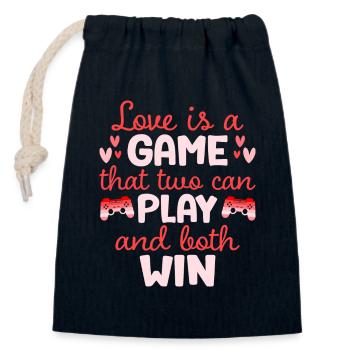 Couple Gamers Geek Humour Saint Valentin Couple - Sac cadeau en coton avec cordon (14 x 20 cm) - bleu marine - Devant