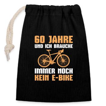 60er Fahrrad Radfahrer 60. Geburtstag Geschenk - Verschließbarer Geschenkbeutel aus Baumwolle (14x20cm) - Schwarz - Vorne