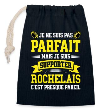 Homme Rochelais La Rochelle Rugbyman Rugby Humour - Sac cadeau en coton avec cordon (14 x 20 cm) - bleu marine - Devant