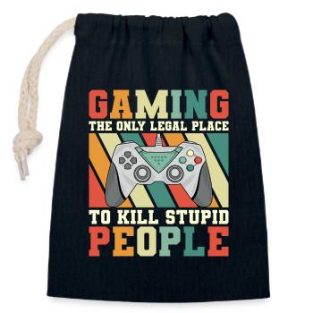 Sarkastische Phrase Videospieler und Geek - Verschließbarer Geschenkbeutel aus Baumwolle (14x20cm) - Navy - Vorne