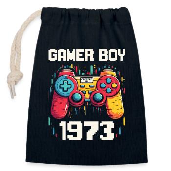 Homme Geek Niveau 50 Anniversaire Gamer 50 Ans - Sac cadeau en coton avec cordon (14 x 20 cm) - bleu marine - Devant