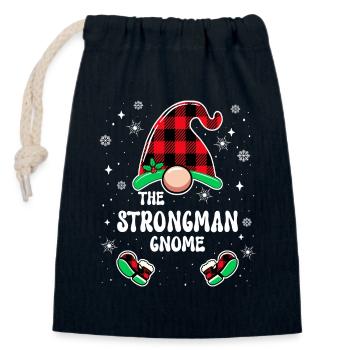 Christmas Family Gnome Strongman - Closable cotton gift bag (14x20cm) - navy - Front
