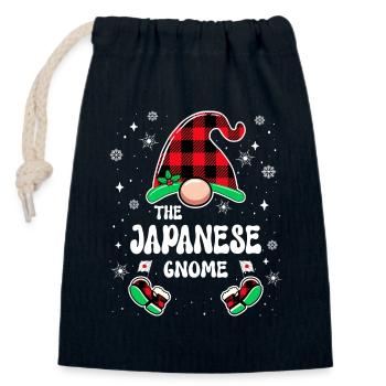 Japanese Gnome Family Christmas - Closable cotton gift bag (14x20cm) - navy - Front