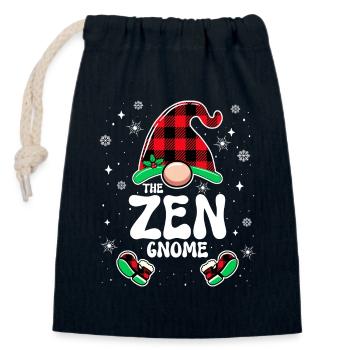 Zen Gnome Family Christmas - Closable cotton gift bag (14x20cm) - navy - Front