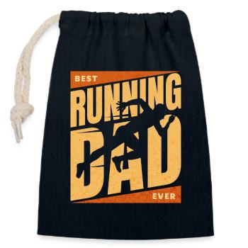 Dad Marathon Runner Best Dad Runner - Closable cotton gift bag (14x20cm) - navy - Front