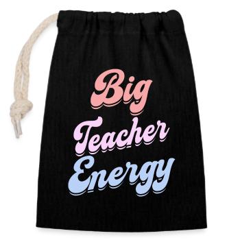 Energische Lehrerin Lehrerin - Verschließbarer Geschenkbeutel aus Baumwolle (14x20cm) - Schwarz - Vorne