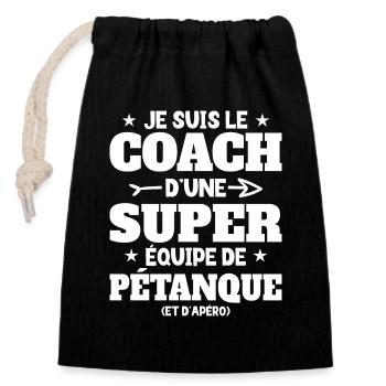 Super Coach Cadeau Pour Coach De Pétanque - Sac cadeau en coton avec cordon (14 x 20 cm) - noir - Devant