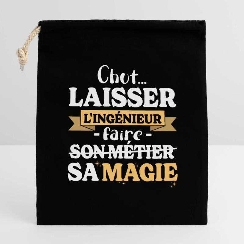 Engineer does his magic Humor genius Closable cotton gift bag (14x20cm)