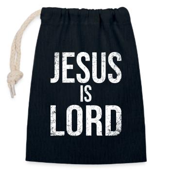 Jesus Is Lord - Closable cotton gift bag (14x20cm) - navy - Front