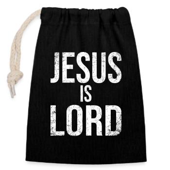 Jesus Is Lord - Closable cotton gift bag (14x20cm) - black - Front