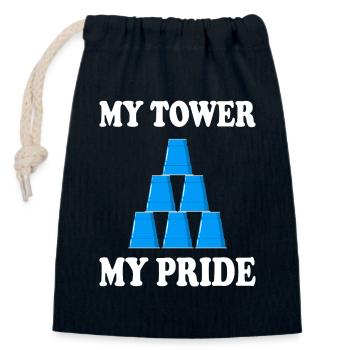Becher Stapeln Humor Sport Stapeln - Verschließbarer Geschenkbeutel aus Baumwolle (14x20cm) - Navy - Vorne