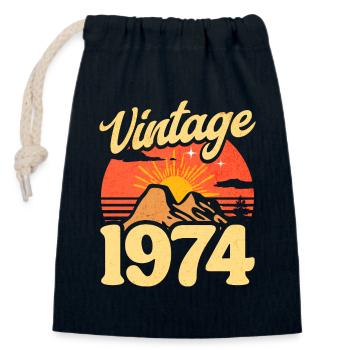 Vintage 50th Anniversary 1974 - Closable cotton gift bag (14x20cm) - navy - Front