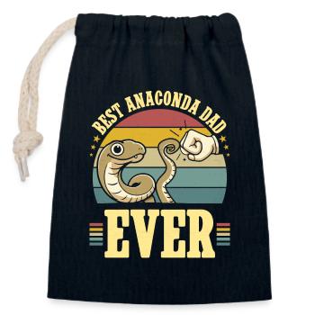 Dad Loves Anacondas Animal Snake - Closable cotton gift bag (14x20cm) - navy - Front